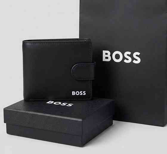 Кожаный мужской кошелек на застежке BOSS (7704-1) Киев