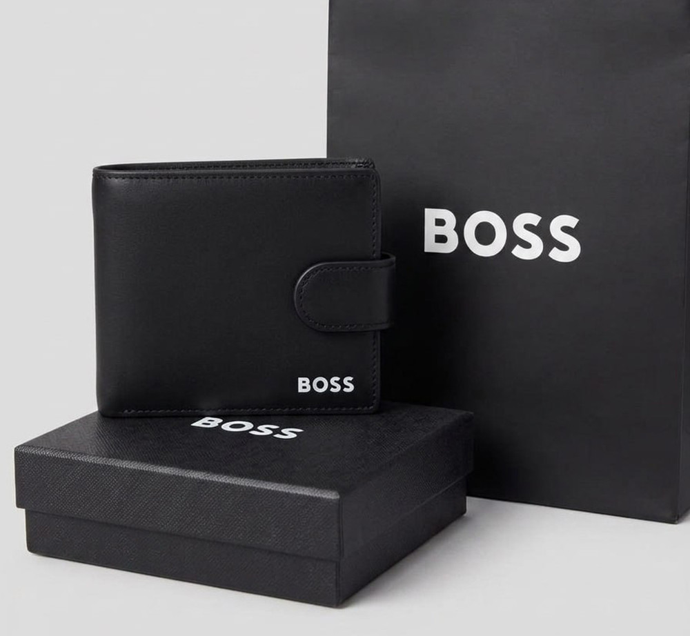 Кожаный мужской кошелек на застежке BOSS (7704-1) Киев - изображение 1