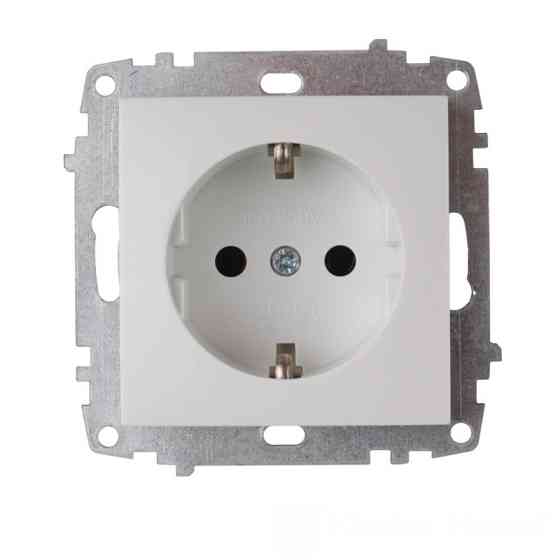 Механизм розетки с заземлением 16А, термопластик, Enzo белый Днепр