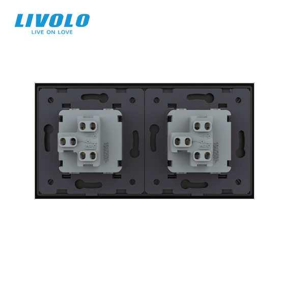 LIVOLO Двоклавішний вимикач (1-1) Livolo чорний скло (VL-C7K1K1-12) Коломия