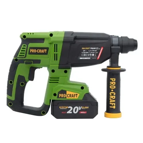 Перфоратор акумуляторний Procraft SDS‑Plus 20 В, 2.6 Дж, Li‑Ion 4 А·год,безщітковий перфоратор 2 АКБ в кейсі Львів