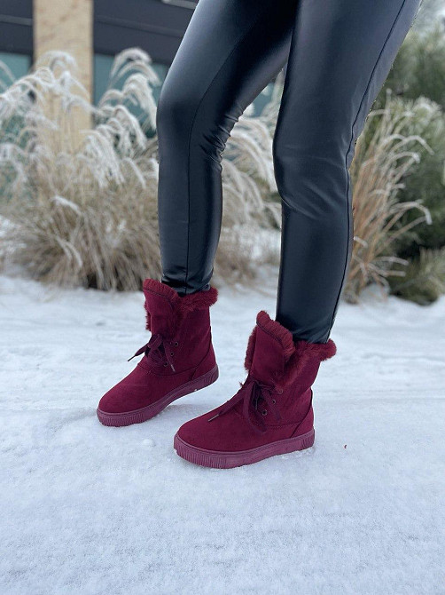 Violeta Черевики жіночі Violeta бордові еко-замша з хутром висота 16.5см підошва 2.5см розмір 3 Коломия - фото 10