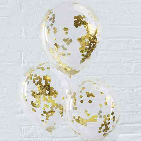 Кульки з конфетті 5 штук 10 дюймів золотистий Київ