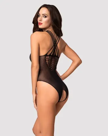 Бодістокінг з великою та дрібною сіткою Obsessive B118 teddy S/M/L, чорний, з доступом Львов