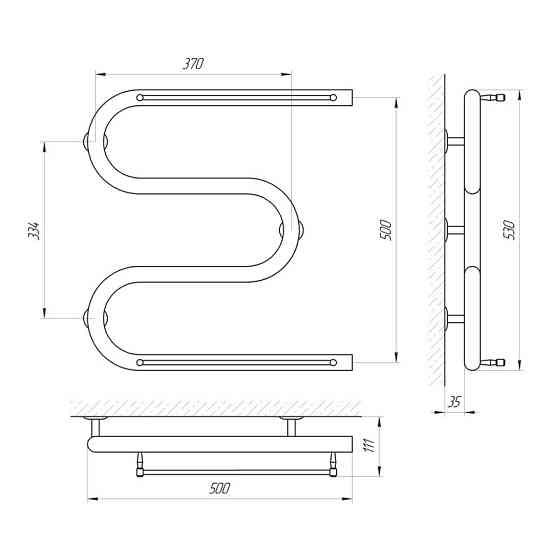 Сушарка для рушників Laris Змійовик 30 РС3 500Х500 1/2" з полицями Київ