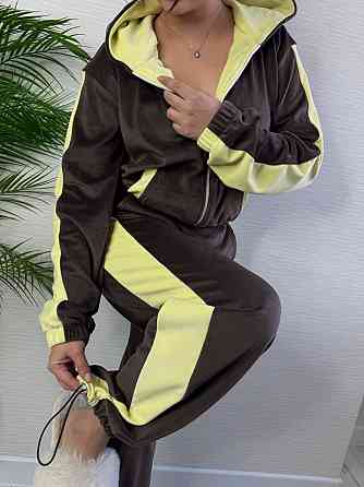 Жіночий стильний трендовий костюм для плюшевий велюр Шоколадний, 46/48 Одеса