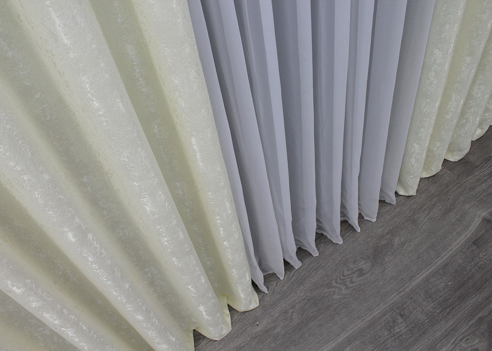 Комплект готових штор VR-Textil Льон мармур Pavliani № 1172ш Кремовий 120х270 см 2 шт (39-220) Київ - фото 7