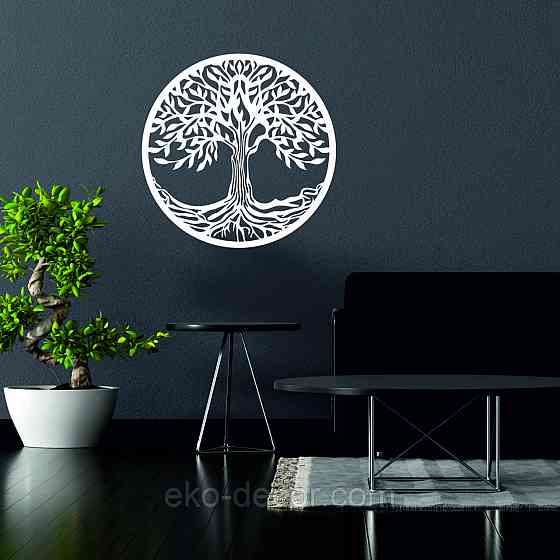 Декоративное настенное 3D Панно «Дерево в кругу» Декор на стену с объемом 50*50 см, Белый Киев