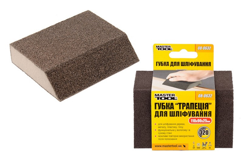MASTERTOOL Губка для шліфування MASTERTOOL ТРАПЕЦІЯ Р320 110х90х25 мм 08-0632 Киев - изображение 1