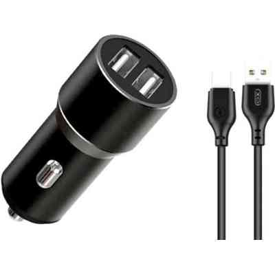 Зарядний пристрій XO TZ09 2.4A/2 USB + cable Type-C Black (XO-TZ09T-BK) Вінниця