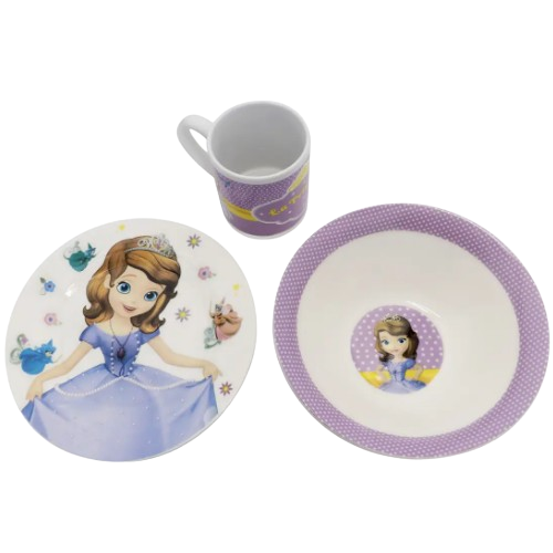 Набір дитячого посуду Принцеса Софія 3 пр.:(тарілка/миска/чашка) порцеляна TO-13 Interos Житомир - изображение 3