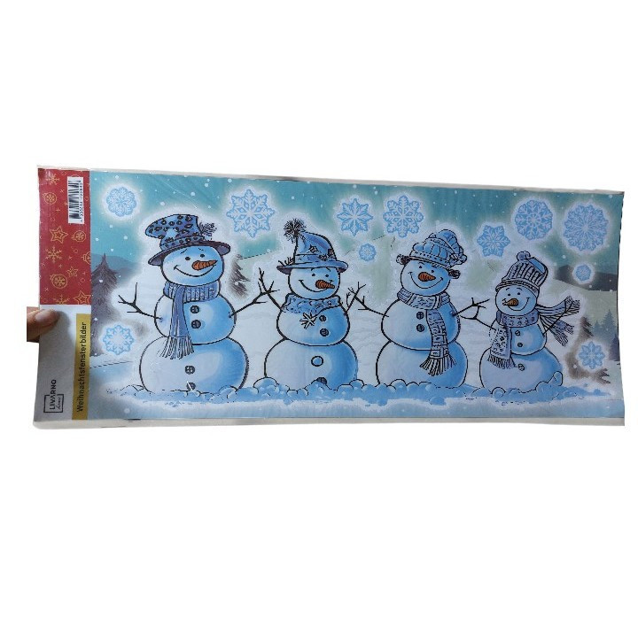 Новогодняя наклейка Снеговики Livarno Home 21 на 47 см разноцветный Киев - изображение 1