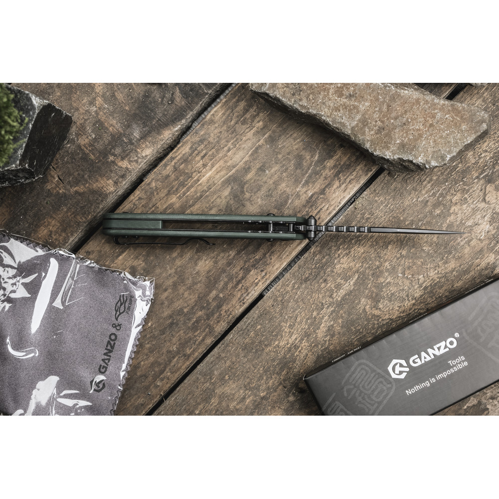 Нiж складаний Ganzo G768PT-GB синьо-зелений, чорний клинок Київ - фото 18