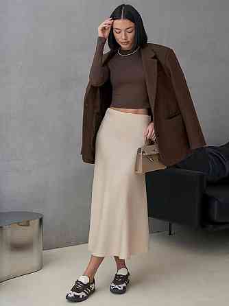 Женская легкая романтичная юбка-миди шелк армани 54/56, Бежевый Одесса