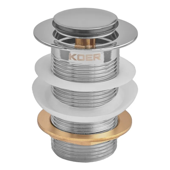 Донный клапан для раковины Koer PW-10-01 1 1/4'' без перелива автоматический СLICK-СLACK (Цвет хром) (KR5797) Киев