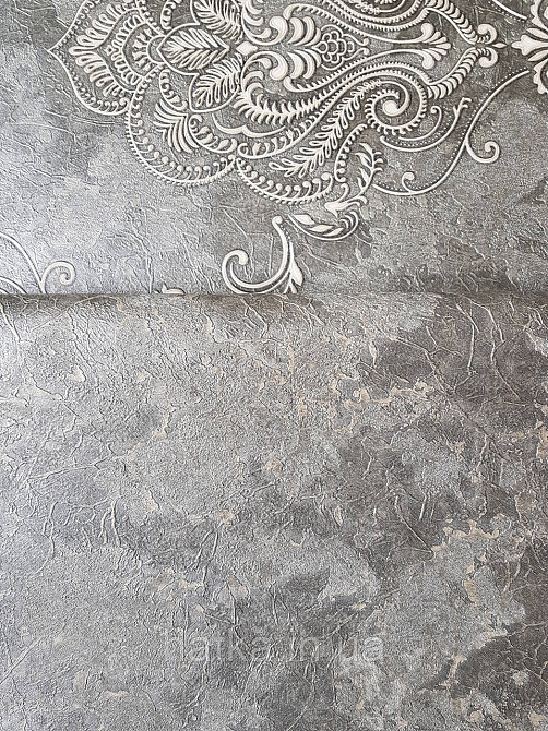 Шпалери вінілові на флізеліні гарячого тиснення DU&KA 1.06х10 вензель основа під штукатурку сірі коричневі Київ - фото 2