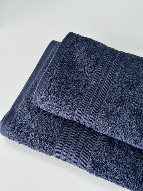 Комплект полотенец с бордюром Ideal Textile 2 шт (50х90+70х140 см) 500 г/м2 (56860401) Графітовий Черновцы - изображение 3