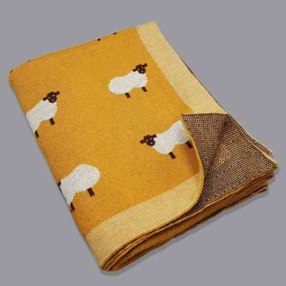 Плед Дитячий Lovely Svi Бавовна 80х100 см В'язаний Жовтий Вівці (3200228) Київ