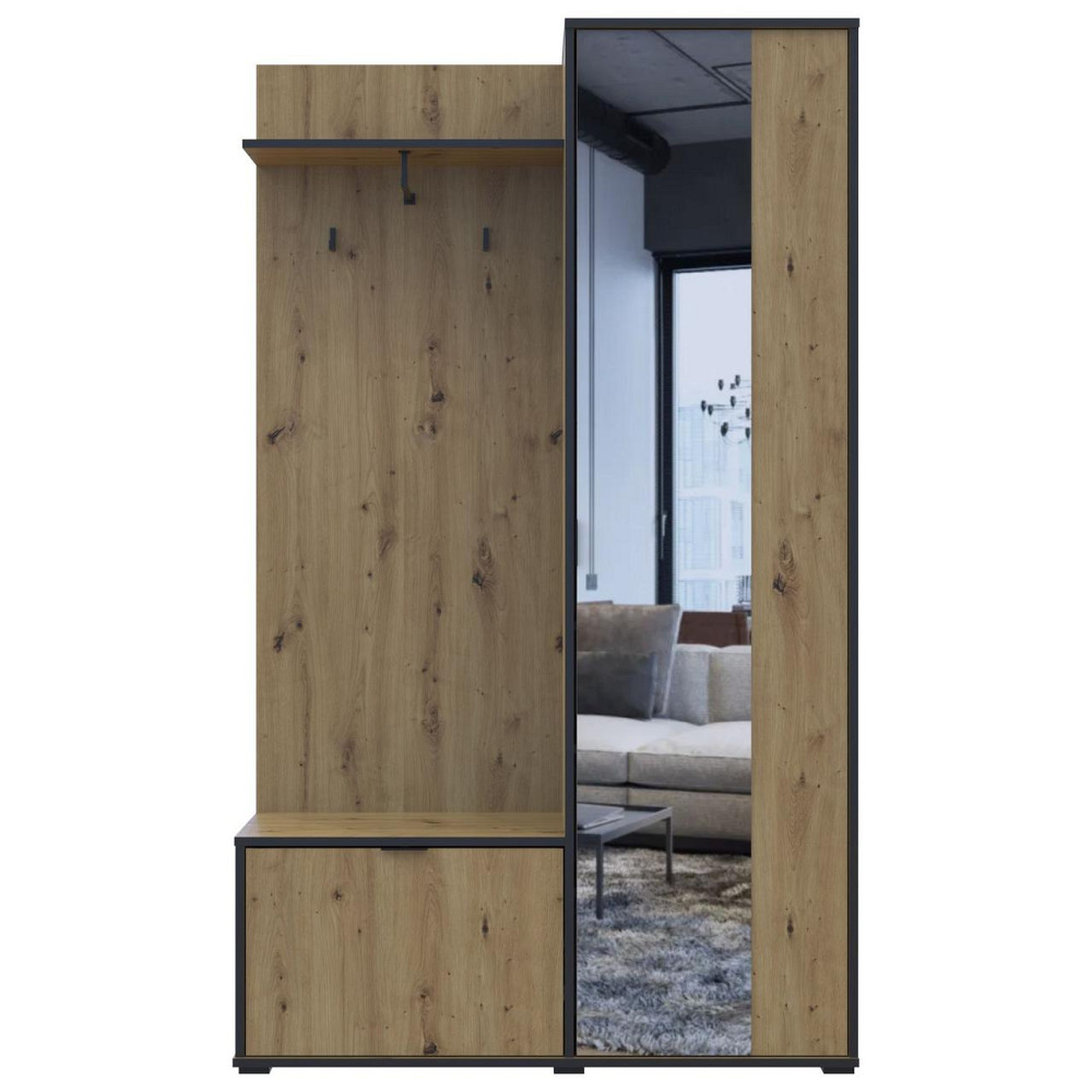 Прихожая с зеркалом Doros Дора 113,5х40х192 см Дуб артизан (DRS-011340) Львов - изображение 4