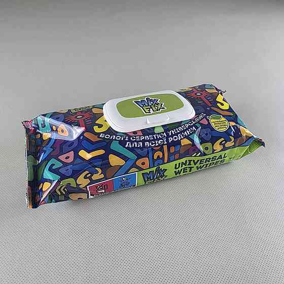 Серветки вологі 120 шт.з клапан універсальні «MIX FIX» для всієї родини З натуральними екстрактами та вітаміном Е (1 пачка) Харків