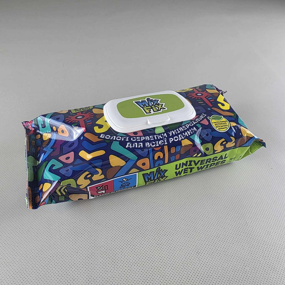 Влажная салфетка 120 шт с клапаном универсальные «MIX FIX» для всей семьи С натуральными экстрактами и витамином Е (1 пачка) Харьков - изображение 2