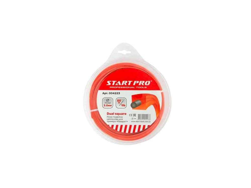 Ліска для підстригання трави подвійна нейлонова Квадрат L=1LB d=3,0мм ТМ START PRO   Solmir Київ - фото 1