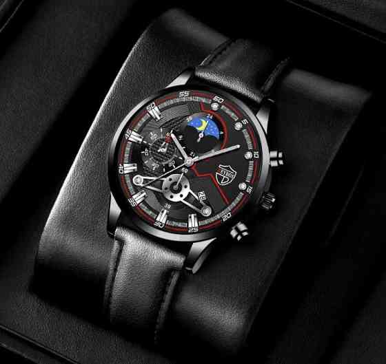 Подарочный набор для мужчин: наручные часы, 1 браслет и 1 ожерелье- диам 4,2 дл. 22см шир рем 2см, без коробки Киев