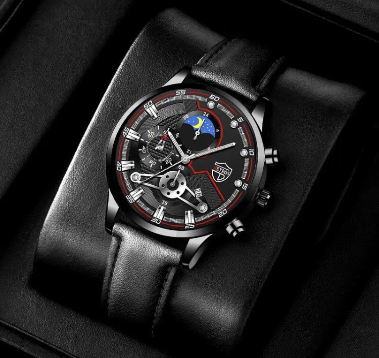 Подарочный набор для мужчин: наручные часы, 1 браслет и 1 ожерелье- диам 4,2 дл. 22см шир рем 2см, без коробки Киев - изображение 2