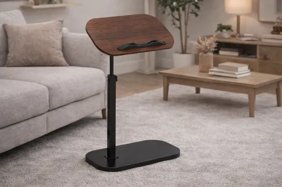 Журнальный столик с регулировкой высоты и оборотом 360° с наклоном Темное-дерево Коломия