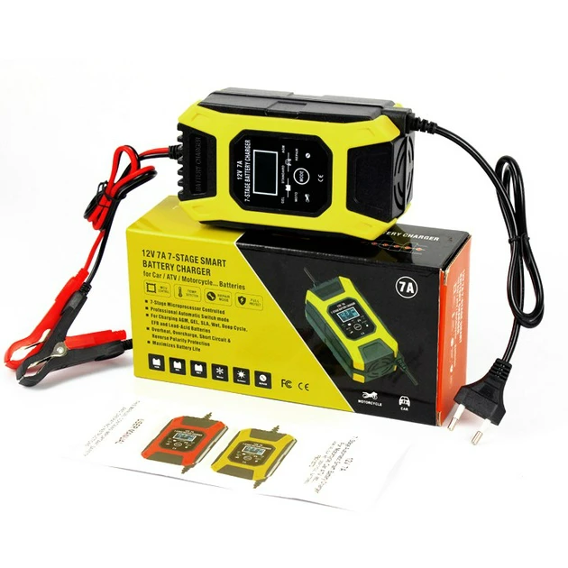 Зарядное устройство для автомобильного аккумулятора Foxsur 12V 7A Желтый Винница - изображение 5