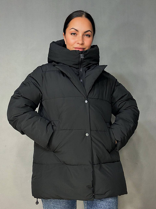 Куртка жіноча Lady Yep 9010 подовжена подвійна застібка з капюшоном чорна, чорний, 46 Київ - фото 20