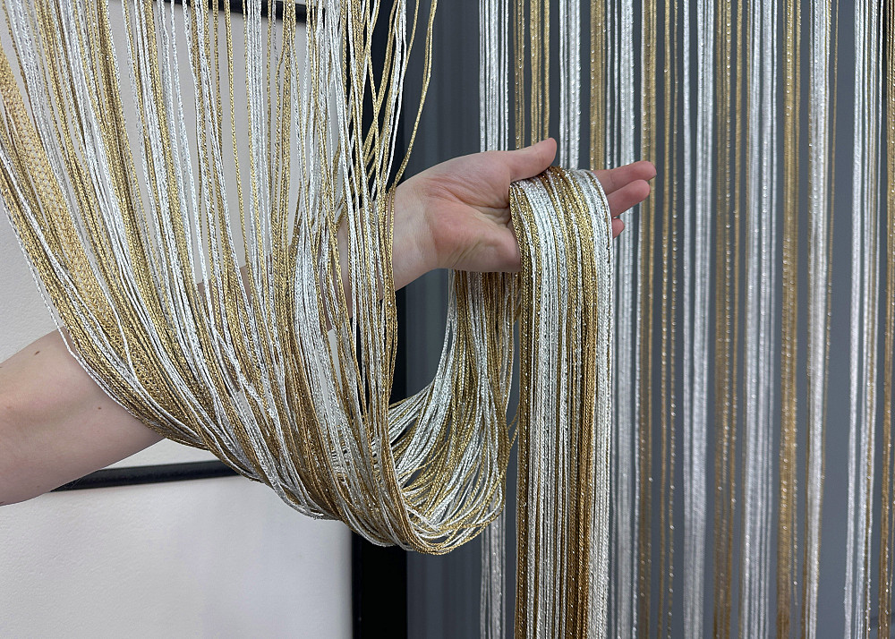 Шторы-нити с люрексом Бежевый с белым 300х300см 1 шт (61-105) Киев - изображение 6