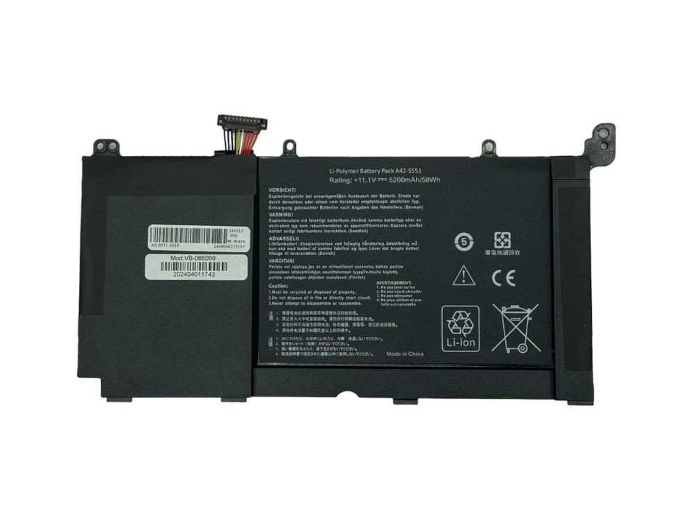 Аккумулятор для ноутбука Asus C31-S551 S551 11.1V Black 5200mAh OEM Вінниця - фото 1