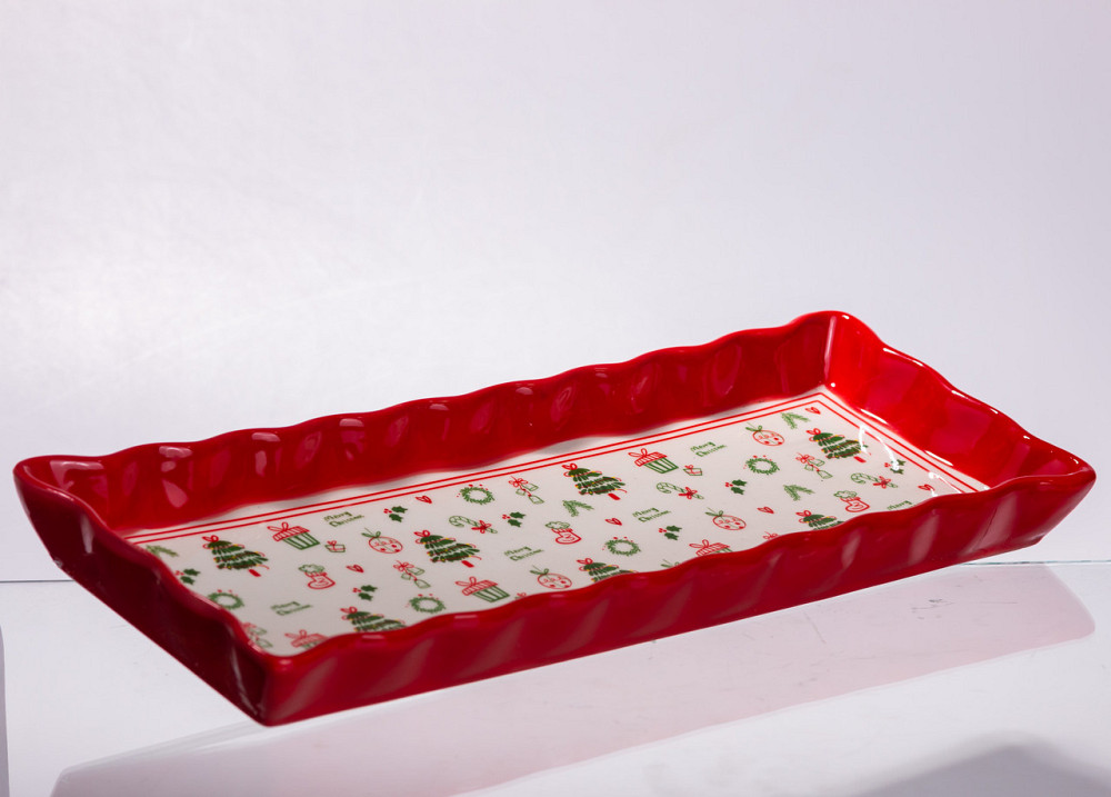 Yiwu Сервірувальне новорічне блюдо для закусок Merry Christmas 36,5×13×3 (см) з порцеляни CR-1- Коломыя - изображение 3