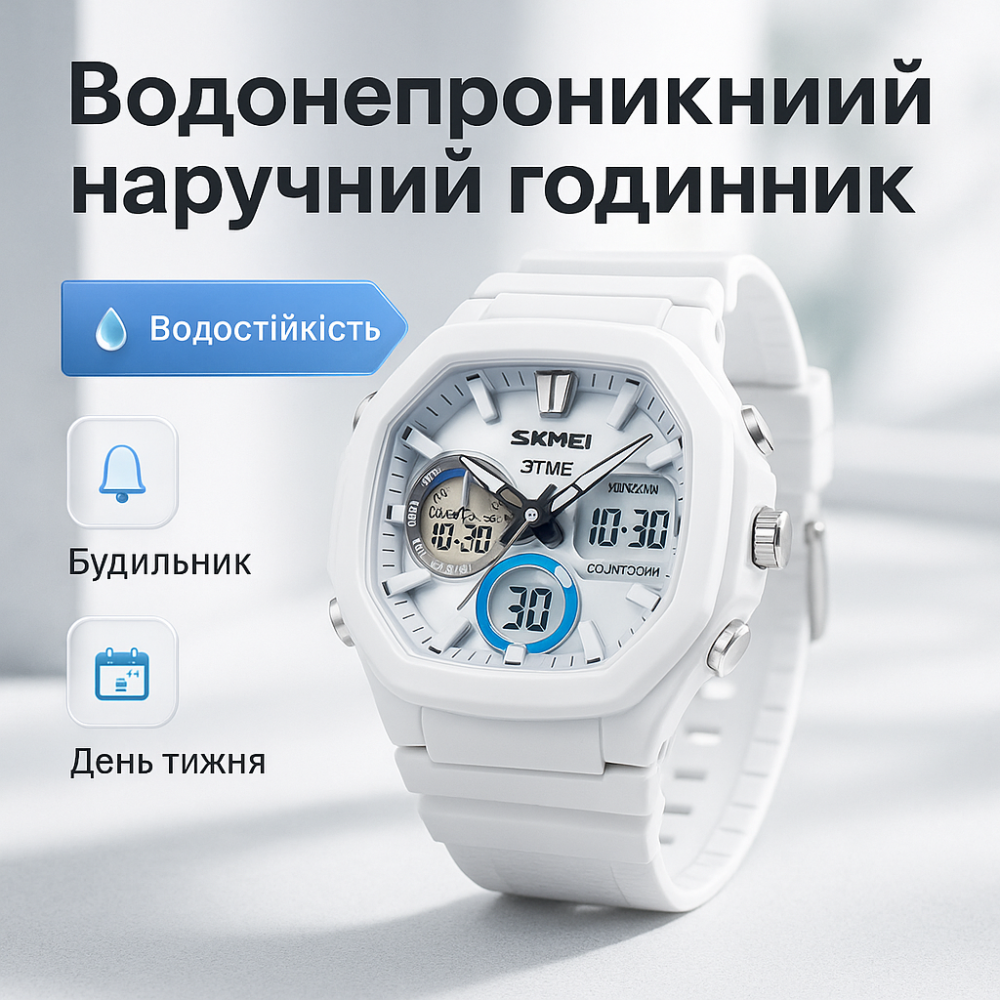 Фирменные спортивные часы SKMEI 2389WT, Армейские электронные часы туристические для выживания OU-77 Львов - изображение 5