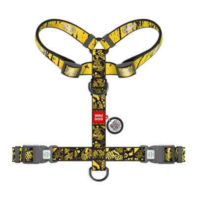 Шлея для собак WAUDOG Nylon H-подібна з QR-паспортом "Бетмен Ескіз", світловідбивна L (345-1081) Вінниця