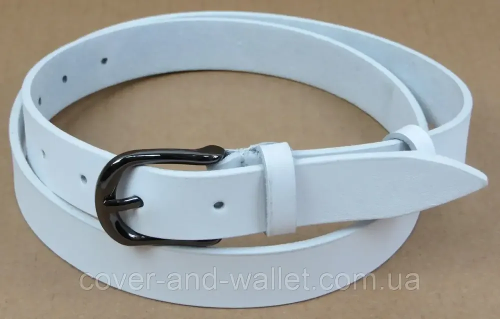 Стильный женский ремень белого цвета из натуральной кожи 25мм Puos Киев - изображение 2