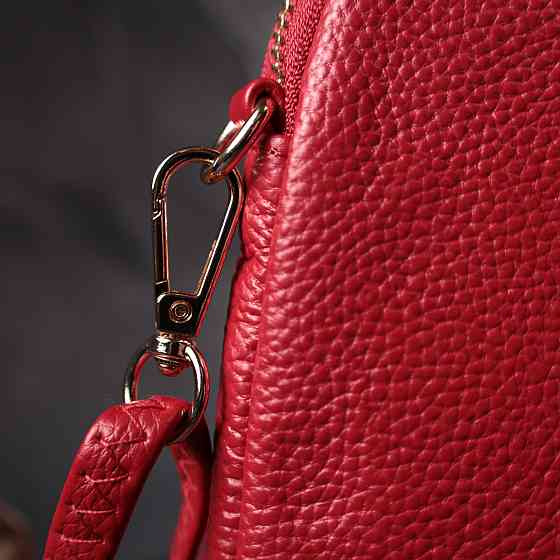 Яскрава сумка цікавого формату з натуральної шкіри Vintage 22340 Червона Київ