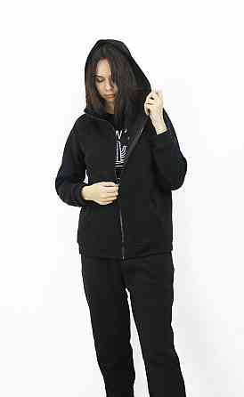 Костюм женский теплый спортивный на флисе кофта на змейке Черный 42/44 Харьков