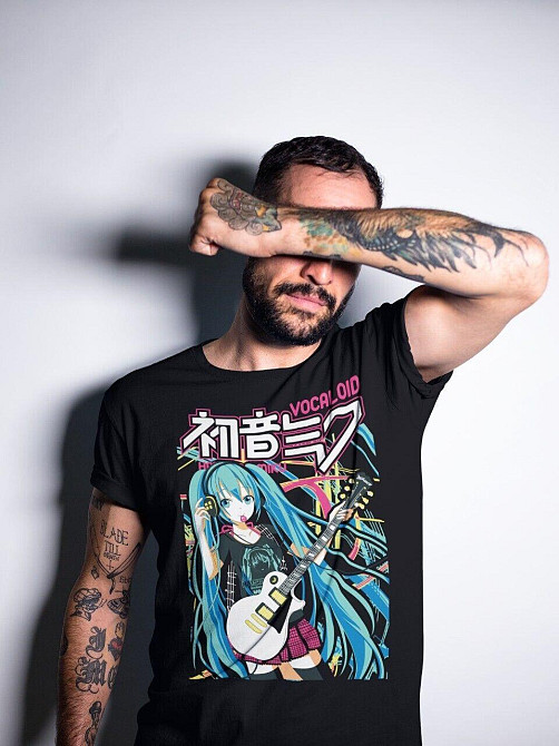 Футболка чоловіча з аніме принтом Хатсуне Міку Аніме Гірл оверсайз (S/M/L) Чорний AnimeJ0006 Дніпро - фото 9