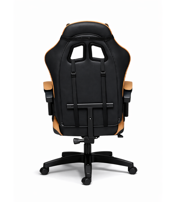 Геймерское кресло Primaveo с эргономичными подушками и выдвижной подставкой для ног, Черный/Золотой Киев - изображение 4