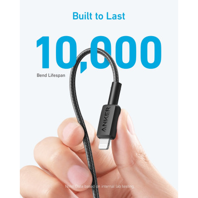 Дата кабель USB-C to Lightning 1.8m nylon 322 black Anker (A81B6G11) Винница - изображение 4