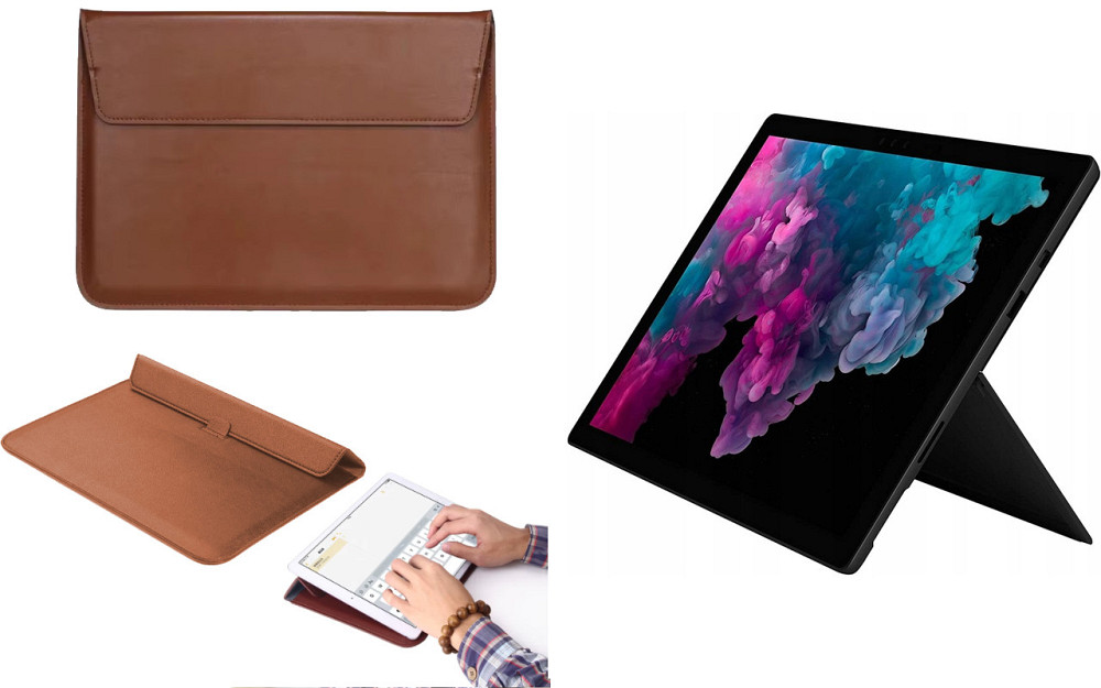 Чохол-конверт VitoCase для Microsoft surface pro 5, Pro 6, Pro 7, Pro 7+, з функцією підставки для планшета Коричневий Київ - фото 1