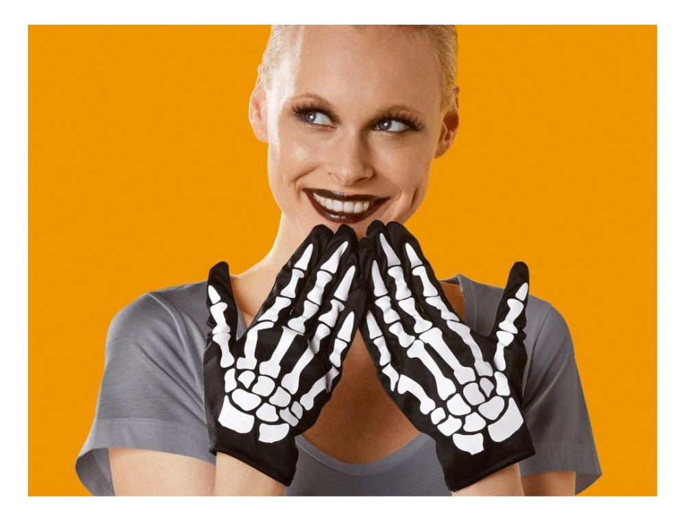 Короткі рукавички Кістки для чоловіків та жінок Хелловін 23 см чорний Київ - фото 8