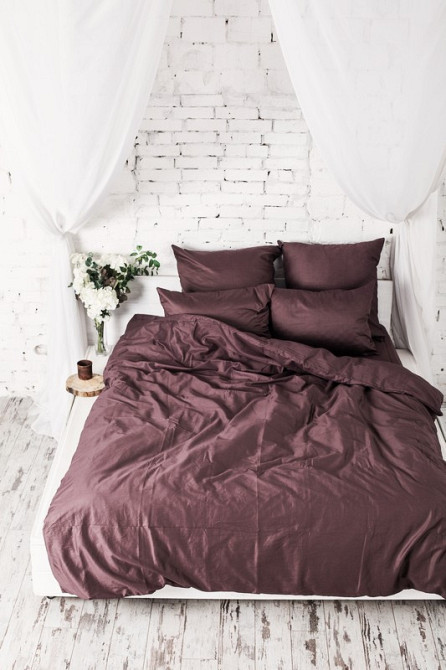 Ecotton Комплект постільної білизни Ecotton Євро 210х220 см однотонний коричневий Potting Коломия - фото 1