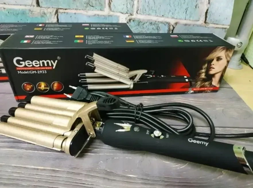 Щипці GEMEI GM-2933, потрійна плойка, керамічне покриття, потужність 125 Вт, робота від мережі 220 В Одеса - фото 2