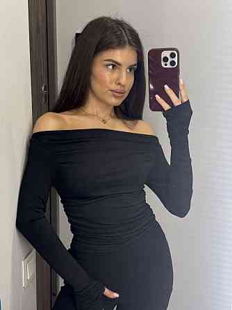 Женский романтичный лонгслив с открытыми плечами турецкий микродайвинг Черный, 42/44 Одесса