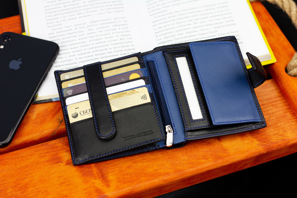 Черный мужской кошелек с фиксацией из натуральной кожи Marco Coverna MC-1005 A 1221 Киев - изображение 9