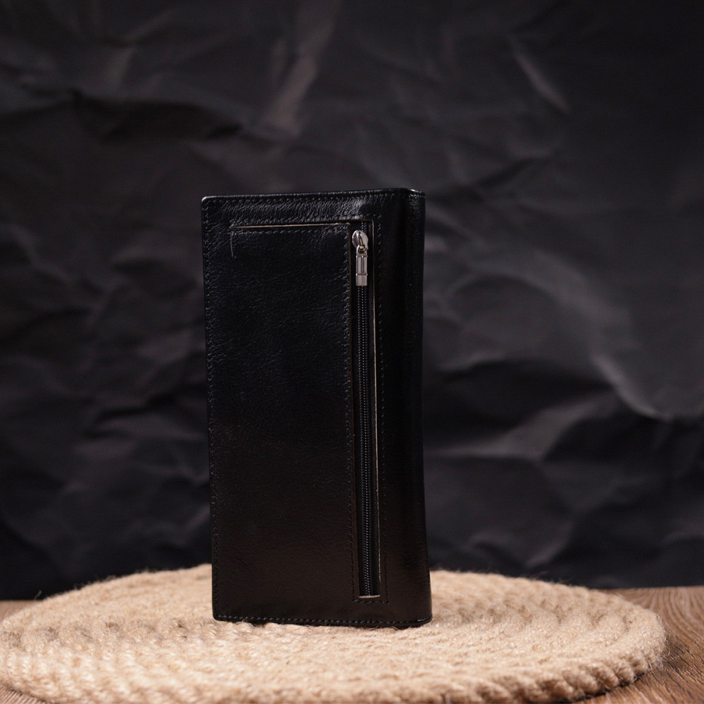 Надежный мужской бумажник из натуральной гладкой кожи в два сложения ST Leather 19414 Черный Киев - изображение 9