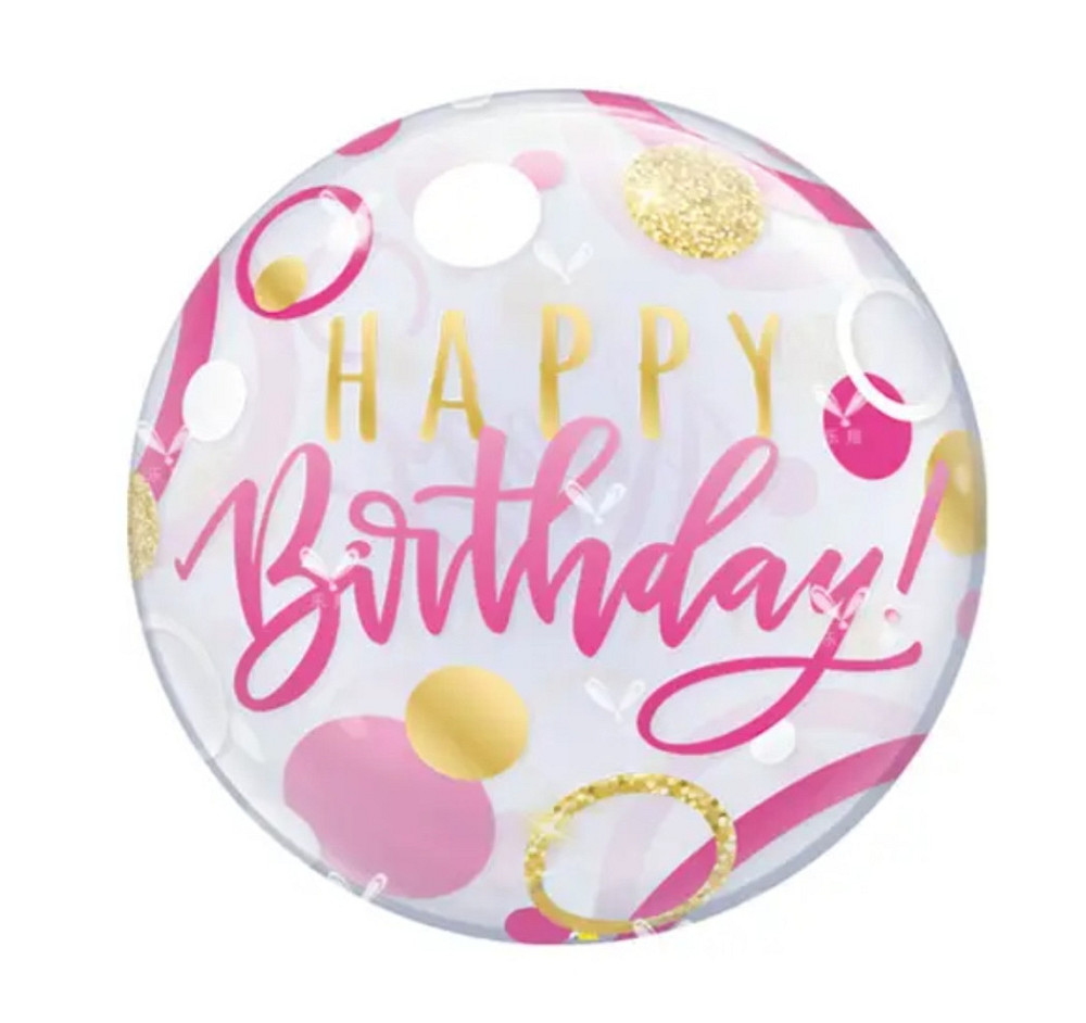 Фольгированный шар happy birthday прозрачный 18